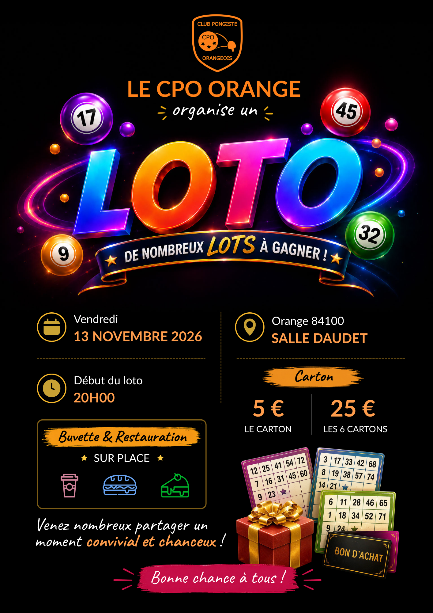 Le CPO Orange organise son loto !